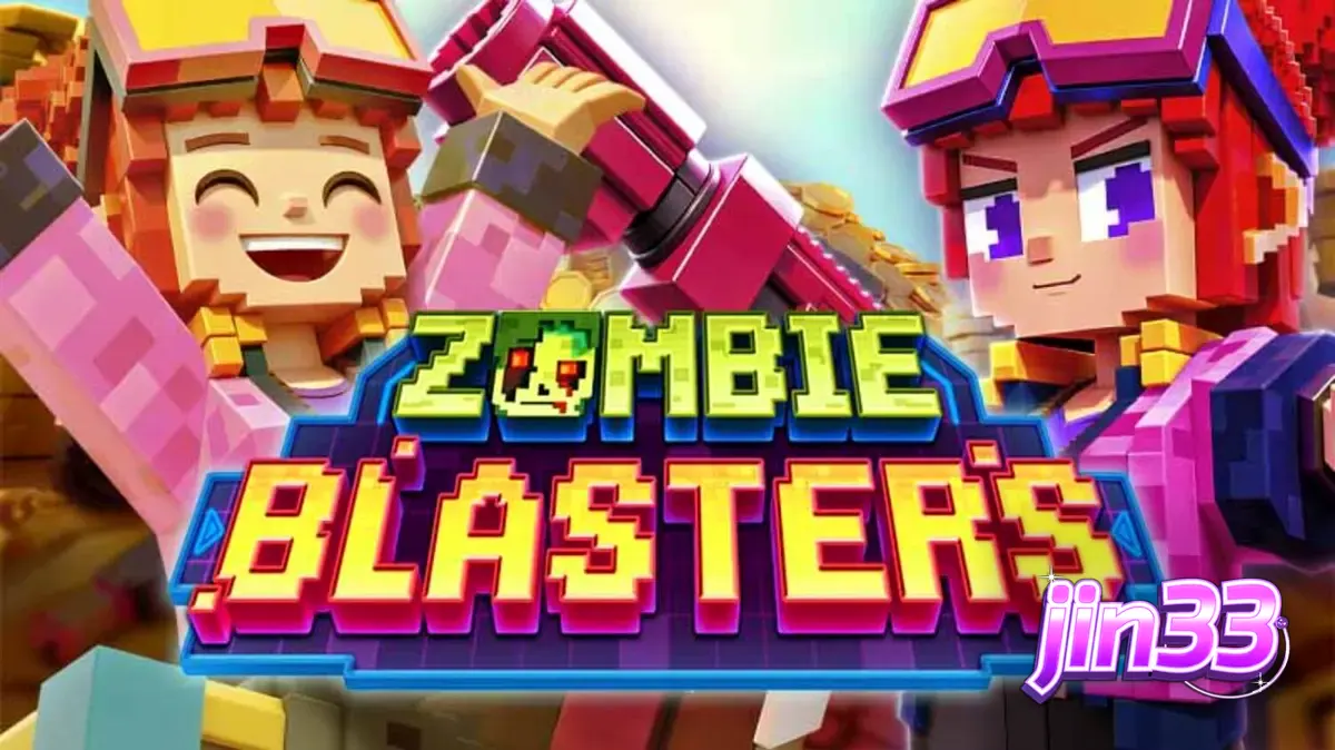 Tampilan layar permainan slot Zombie Blasters dengan tema arcade apokaliptik